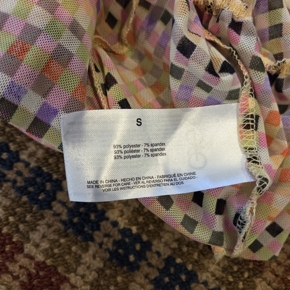 Circus By Sam Edelman Multicolor Checkered Short Sleeve Top Size Small - Picture 8 of 11